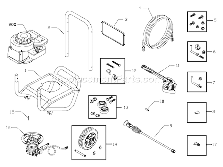 Page A Diagram and Parts List for 020244-1  Briggs and Stratton Pressure Washer